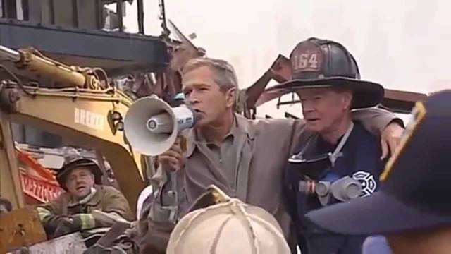 bush on the 9 11 rubble