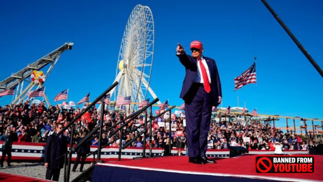 How the Rise of Authoritarianism Fuels Bigotry in Politics An image of Trump addressing crowds, symbolizing the rise of authoritarianism fueled by bigotry and racism.